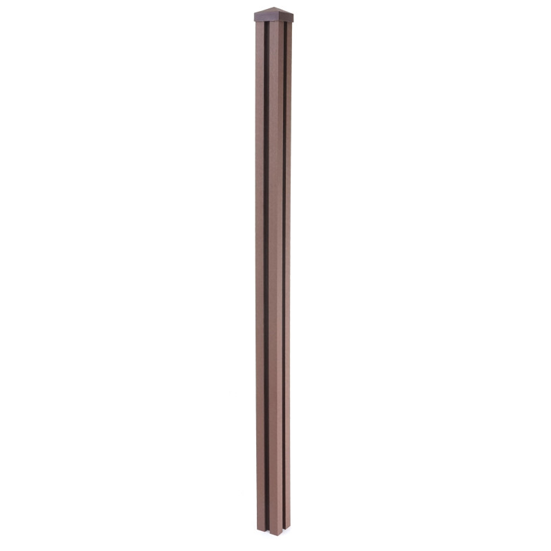 Poteau WPC Sarthe-Clôture WPC, poteau pilier, système enfichable - 240cm, brun