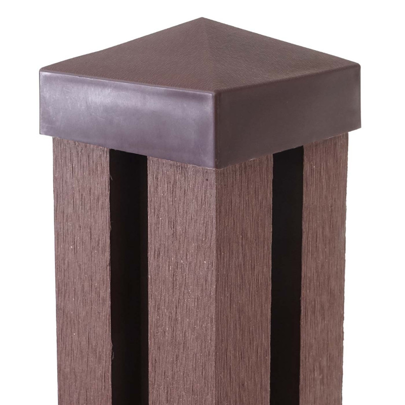 Poteau WPC Sarthe-Clôture WPC, poteau pilier, système enfichable - 240cm, brun