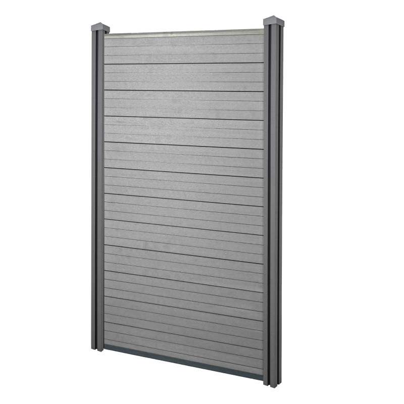Brise-vue en WPC Sarthe, clôture brise-vent, poteaux en WPC - élément de base étroit, 100cm gris