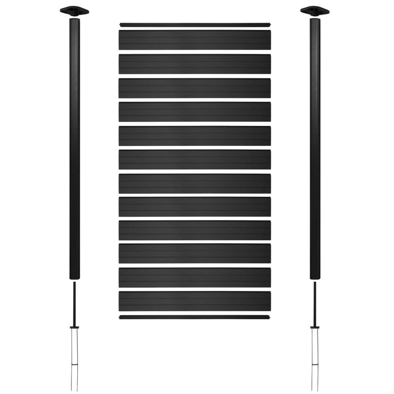 Brise-vue en WPC Sarthe, clôture brise-vent, poteaux en aluminium - élément de base étroit, 100cm anthracite