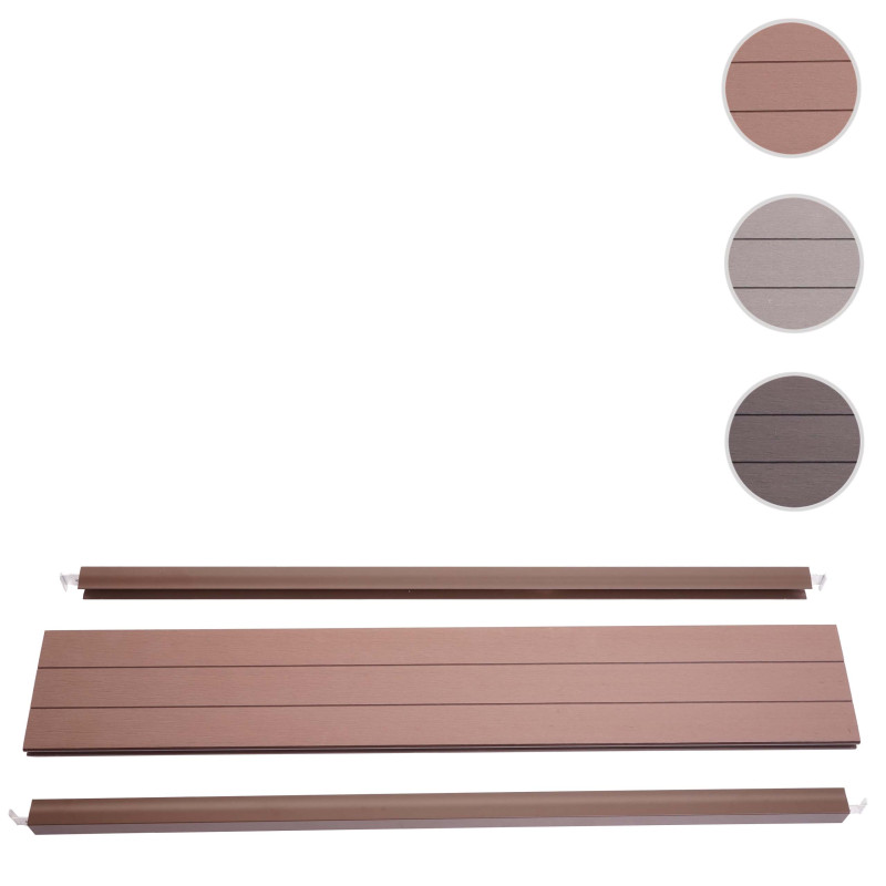 Set de finition pour brise-vue en WPC Sarthe, profil de finition brise-vent, poteaux en aluminium - 90cm, brun