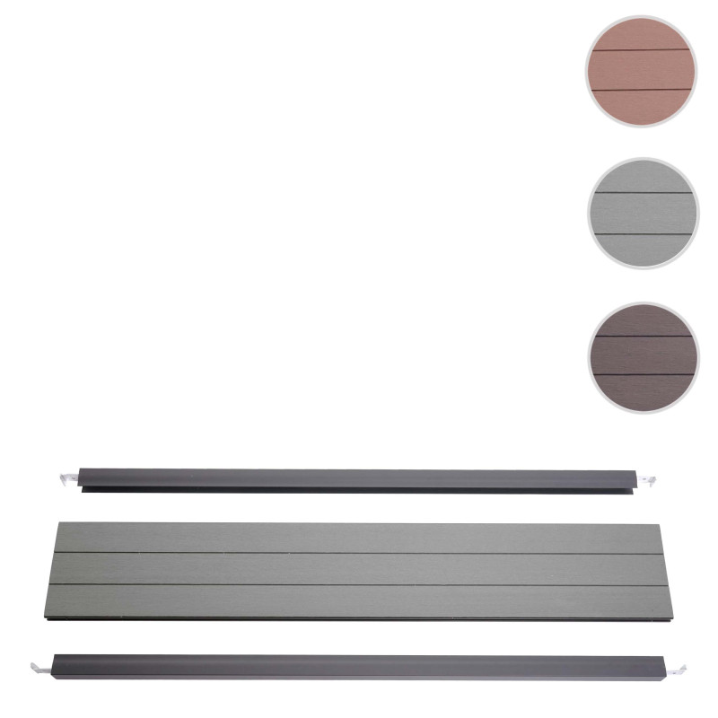 Set de finition pour brise-vue en WPC Sarthe, profil de finition brise-vent, poteaux en aluminium - 90cm, gris