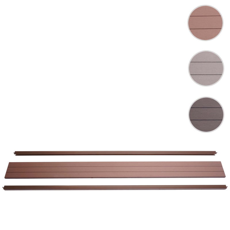 Set de finition pour brise-vue en WPC Sarthe, profil de finition brise-vent - 180cm, brun