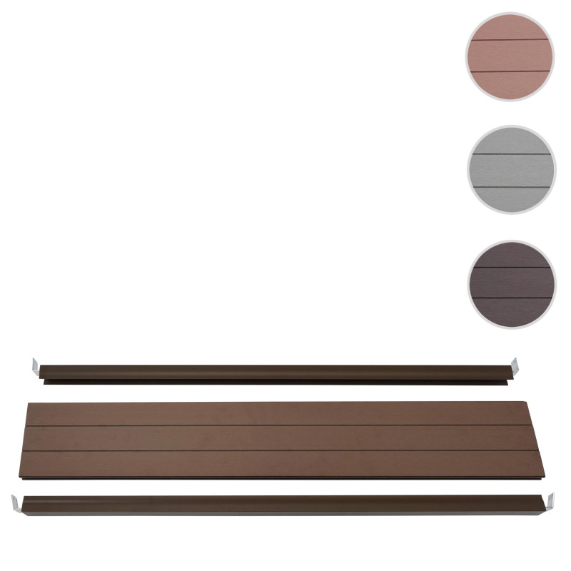 Set d'extrémité pour brise-vue WPC Sarthe, profil d'extrémité brise-vent, poteaux WPC - 90cm, brun