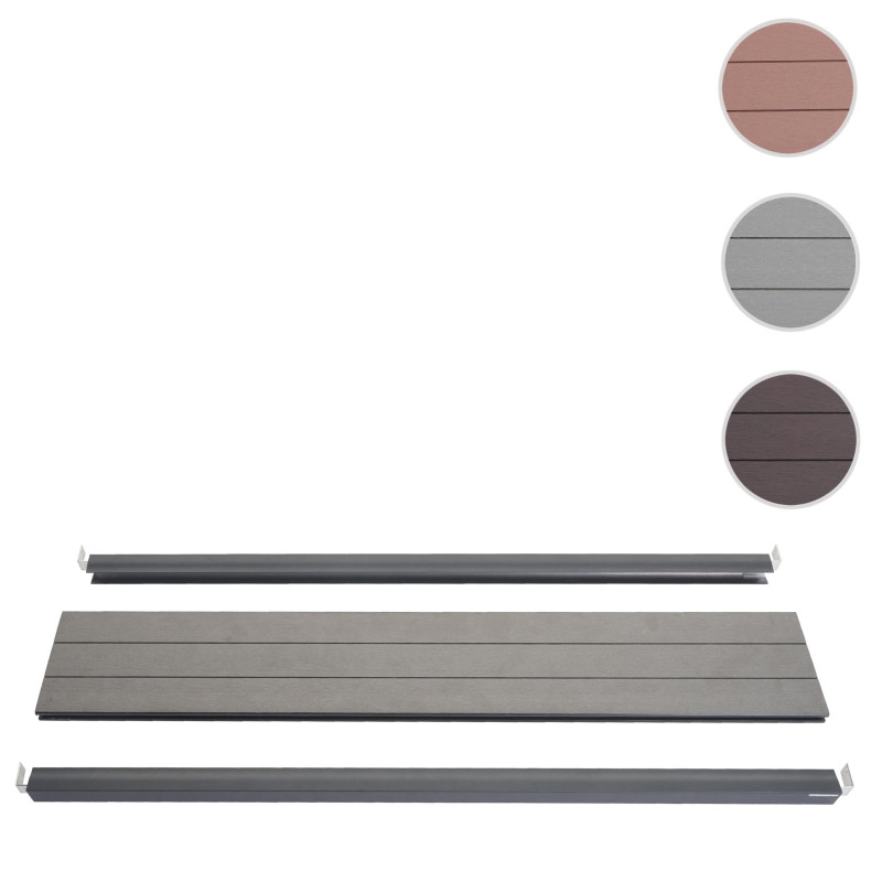 Set de finition pour brise-vue WPC Sarthe, profil de finition brise-vent, poteaux WPC - 90cm, gris