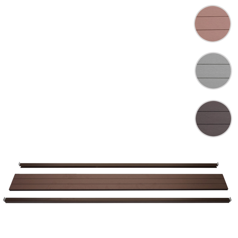 Set de finition pour brise-vue WPC Sarthe, profil de finition brise-vent, poteaux WPC - 180cm, brun