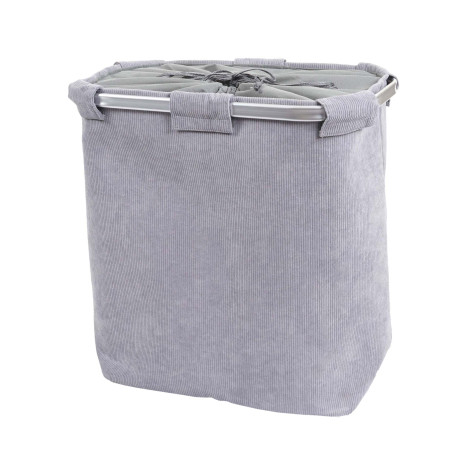 Bac à linge Boîte à linge Panier à linge 2 compartiments 56x49x30cm 82l - gris