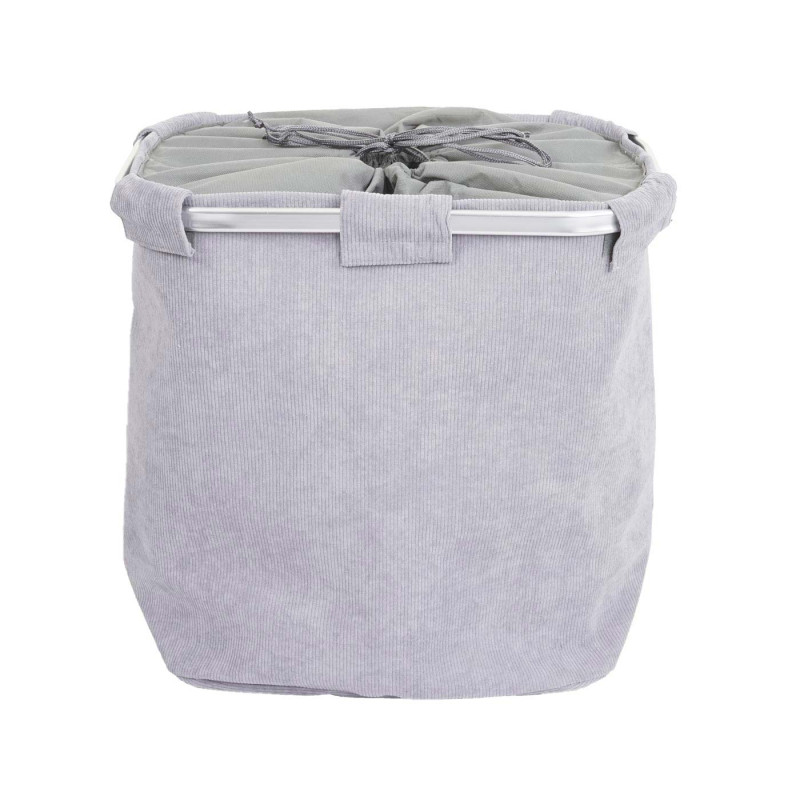 Bac à linge Boîte à linge Panier à linge 2 compartiments 56x49x30cm 82l - gris