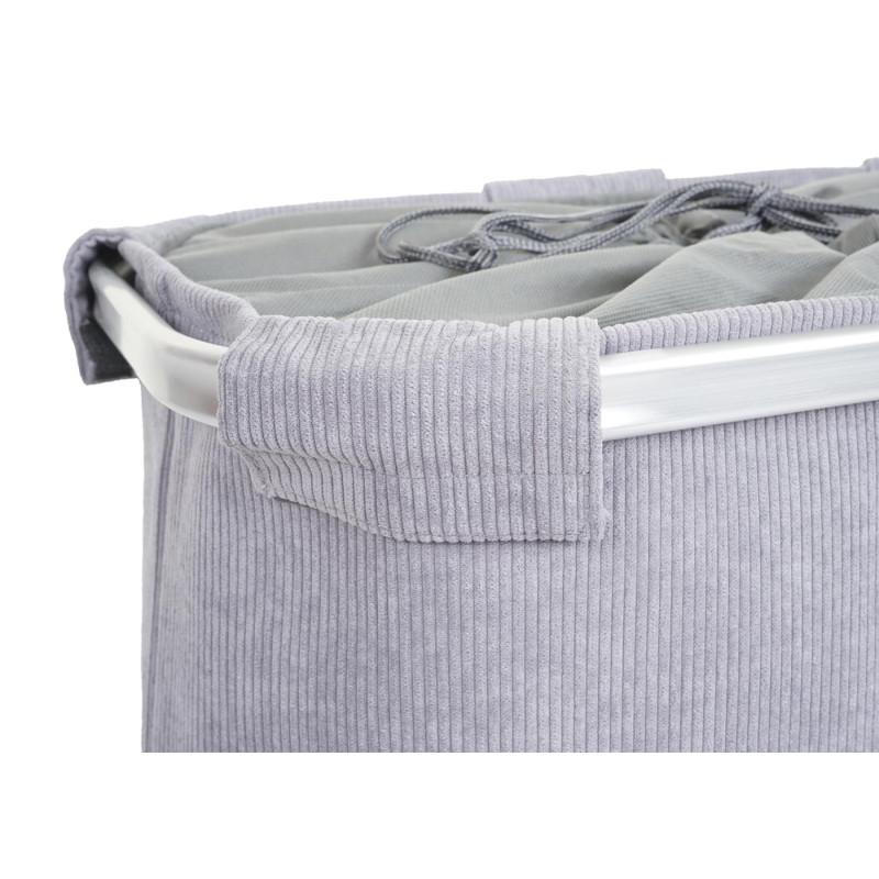 Bac à linge Boîte à linge Panier à linge 2 compartiments 56x49x30cm 82l - gris