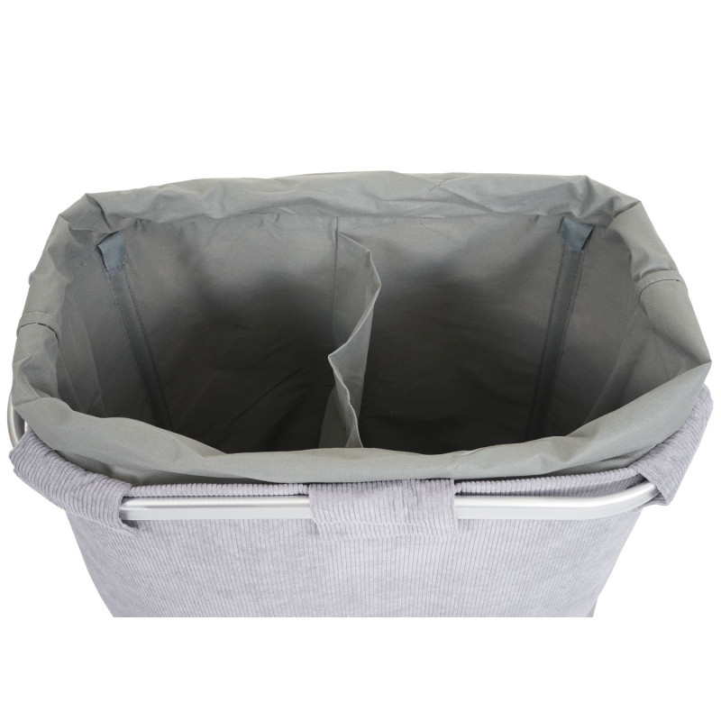 Bac à linge Boîte à linge Panier à linge 2 compartiments 56x49x30cm 82l - gris