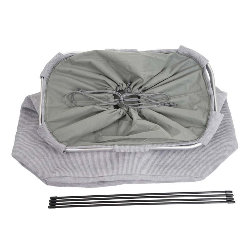 Bac à linge Boîte à linge Panier à linge 2 compartiments 56x49x30cm 82l - gris