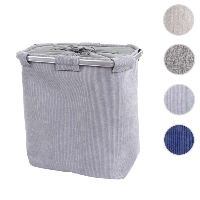 Bac à linge Boîte à linge Panier à linge 2 compartiments 56x49x30cm 82l - gris