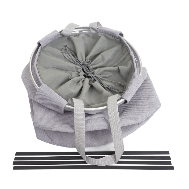 Bac à linge Sac à linge avec cordon de serrage, poignée 55x39cm 65l - gris