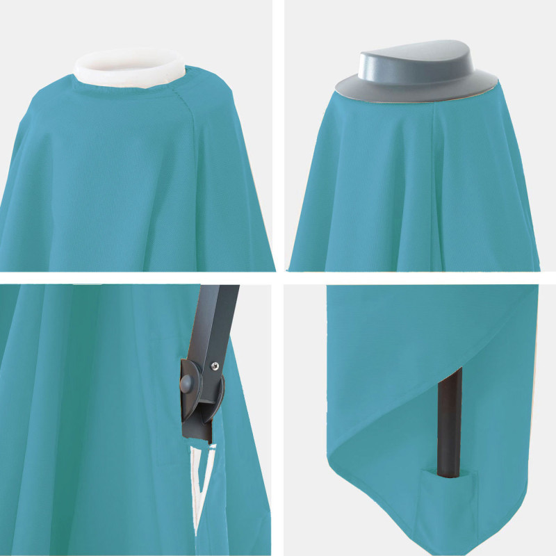 Revêtement de rechange pour parasol de luxe 3x3m (Ø4,24m) polyester 2,7kg - turquoise