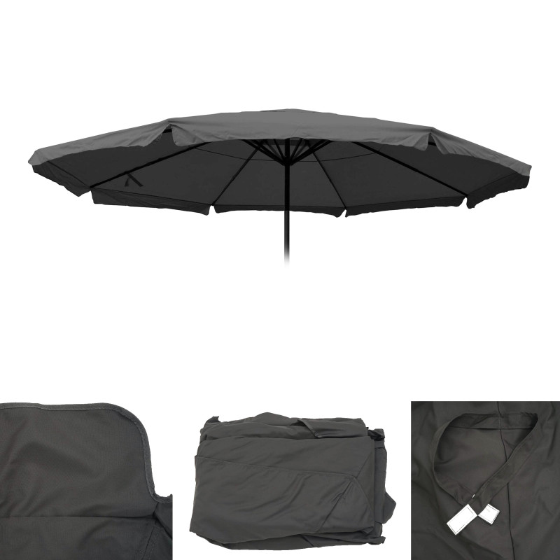 Toile pour parasol Meran Pro, parasol de marché gastronomique avec volant Ø 5m, polyester - anthracite