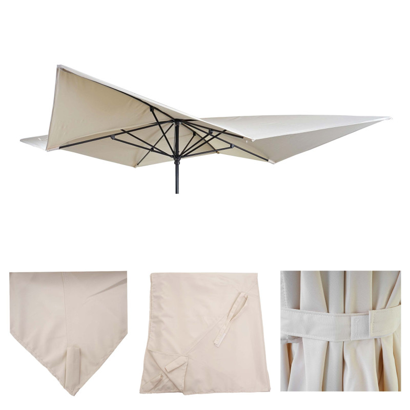 Toile pour parasol de luxe toile de remplacement pour parasol, 3x3m (Ø4.24m) polyester - crème