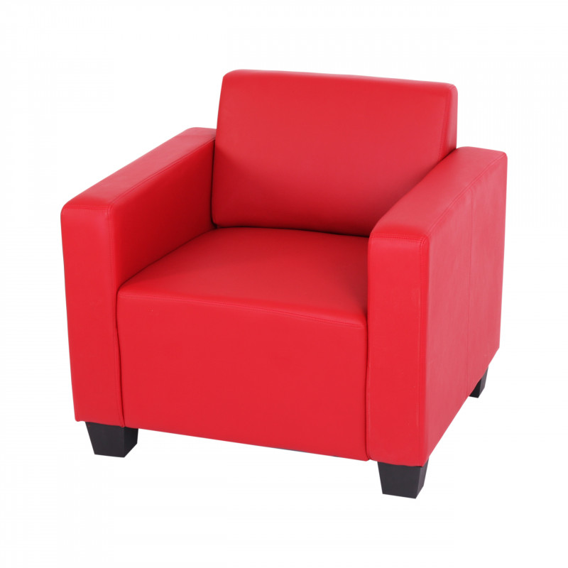 Fauteuil lounge john imitation cuir rouge