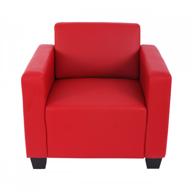 Fauteuil lounge john imitation cuir rouge