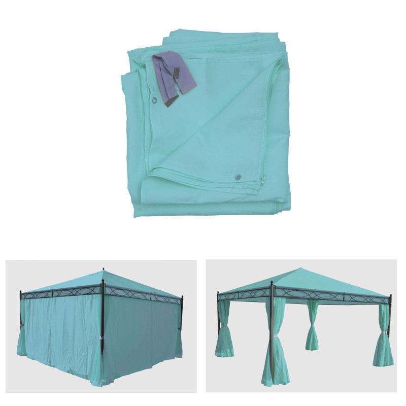 Lot de 4 côtés pour Pergola Cadiz, panneau latéral de remplacement 4x4m, polyester - turquoise