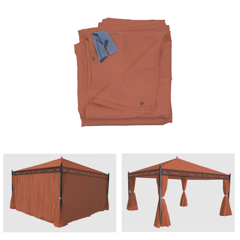 Lot de 4 côtés pour Pergola Cadiz, panneau latéral de remplacement 4x4m, polyester - terrecuite