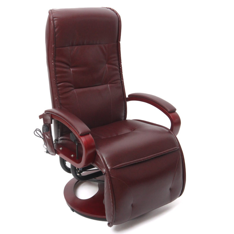 Fauteuil de relaxation et de massage zenu en simili cuir – couleur bordeaux