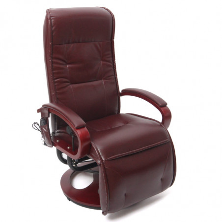 Fauteuil de relaxation et de massage zenu en simili cuir – couleur bordeaux