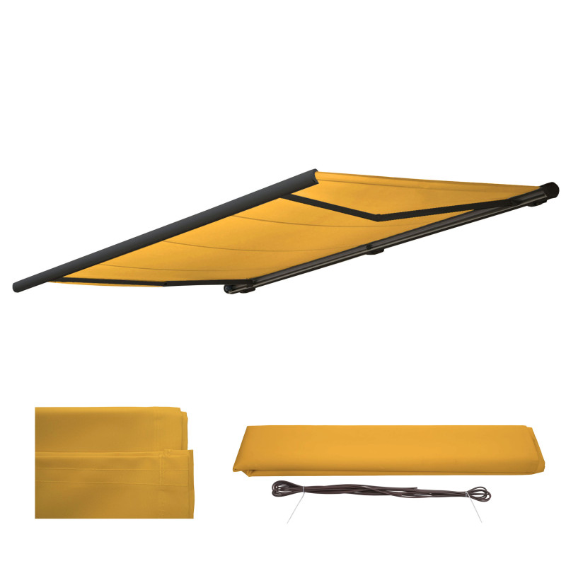 Housse de rechange pour store T123, cassette complète Housse de rechange protection solaire 4,5x3m - Polyester jaune