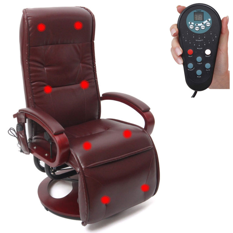 Fauteuil de relaxation et de massage zenu en simili cuir – couleur bordeaux