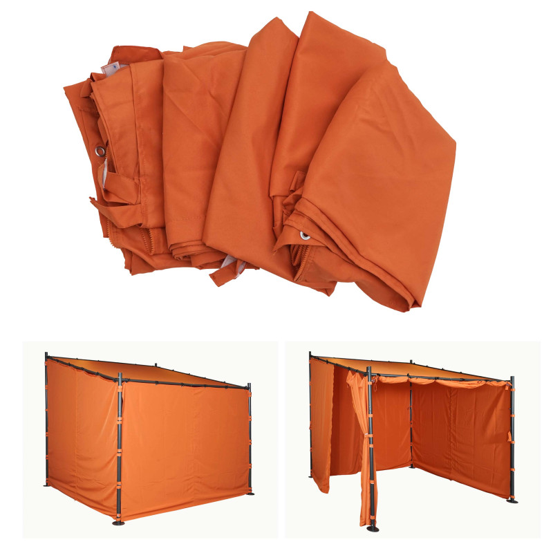 Jeu de 4 parois latérales pour pergola parois latérales de remplacement, 3x3m polyester - terre-cuite