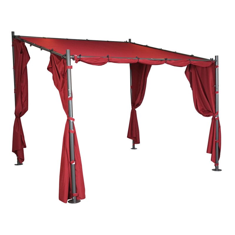 Lot de 4 parois latérales pour pergola parois latérales de remplacement, 3x3m polyester - bordeaux