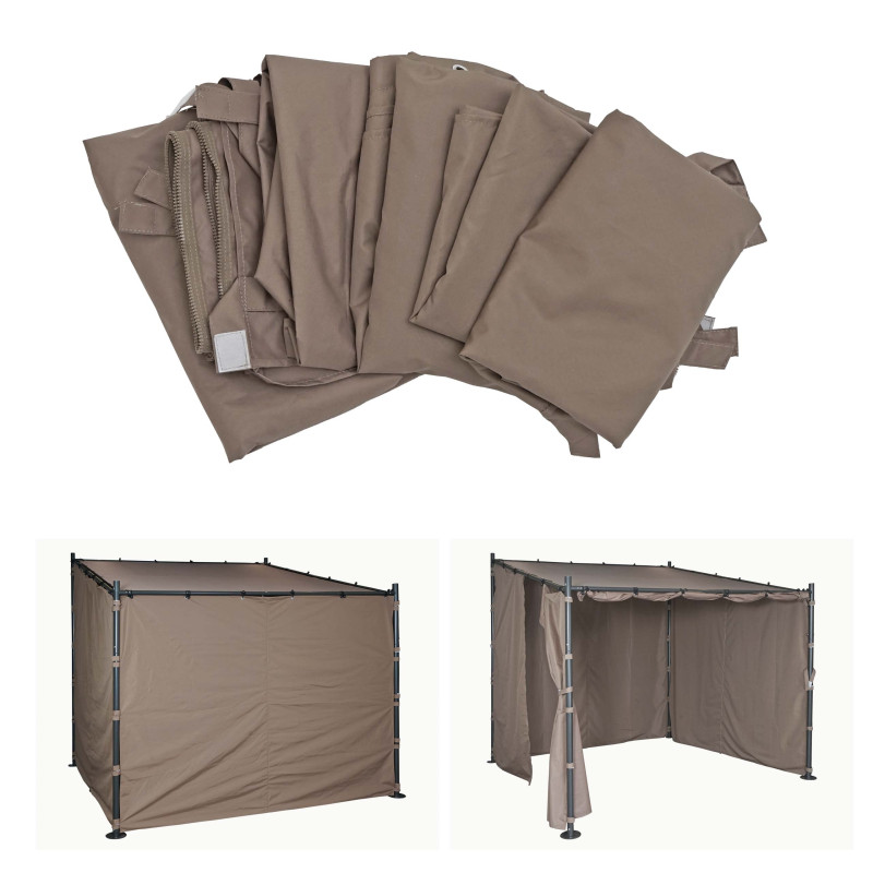 Jeu de 4 parois latérales pour pergola parois latérales de remplacement, 3x3m polyester - taupe