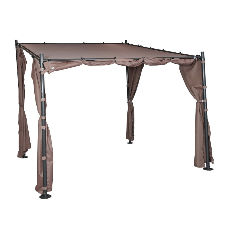 Jeu de 4 parois latérales pour pergola parois latérales de remplacement, 3x3m polyester - taupe