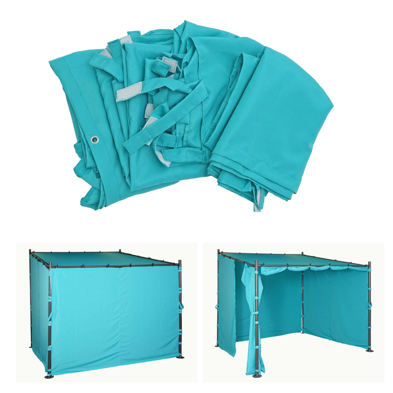 Jeu de 4 parois latérales pour pergola parois latérales de remplacement 3x3m polyester - turquoise