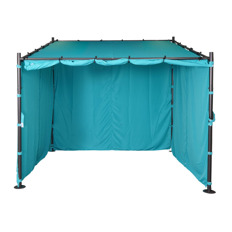 Jeu de 4 parois latérales pour pergola parois latérales de remplacement 3x3m polyester - turquoise