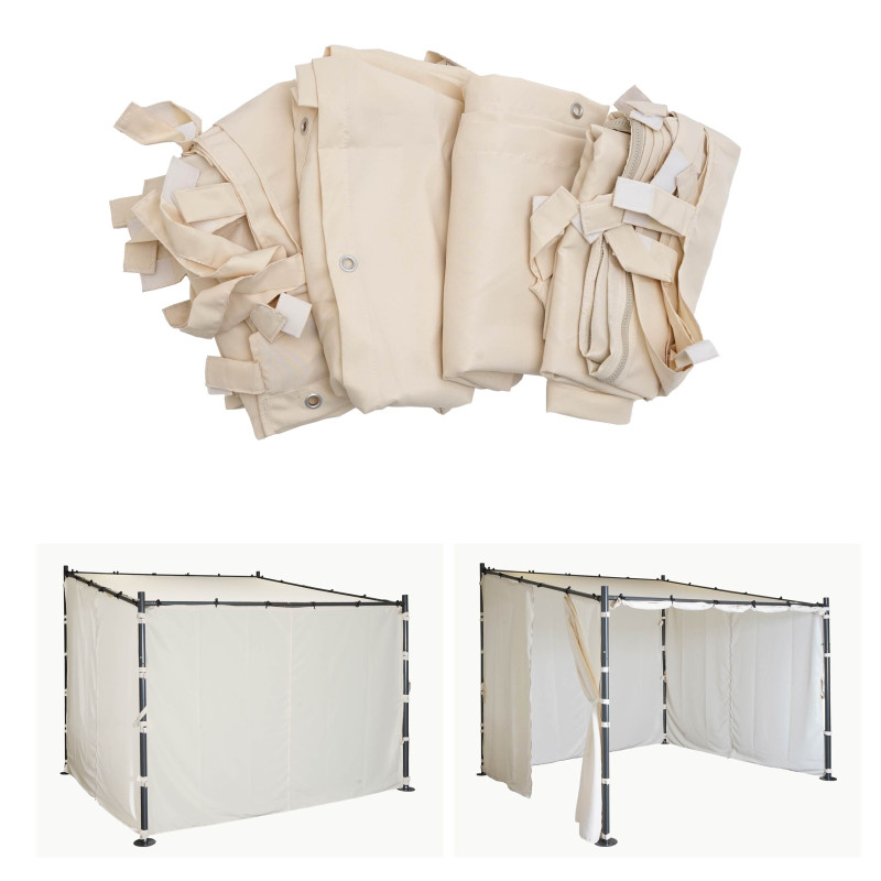 Jeu de 4 parois latérales pour pergola parois latérales de remplacement, polyester 3x3m - crème