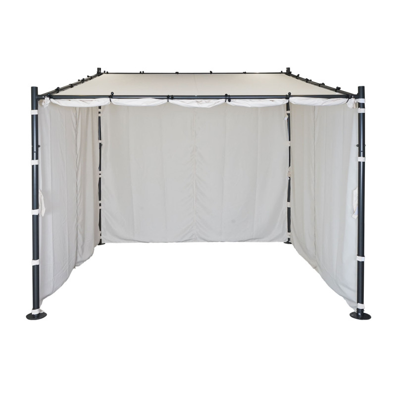 Jeu de 4 parois latérales pour pergola parois latérales de remplacement, polyester 3x3m - crème