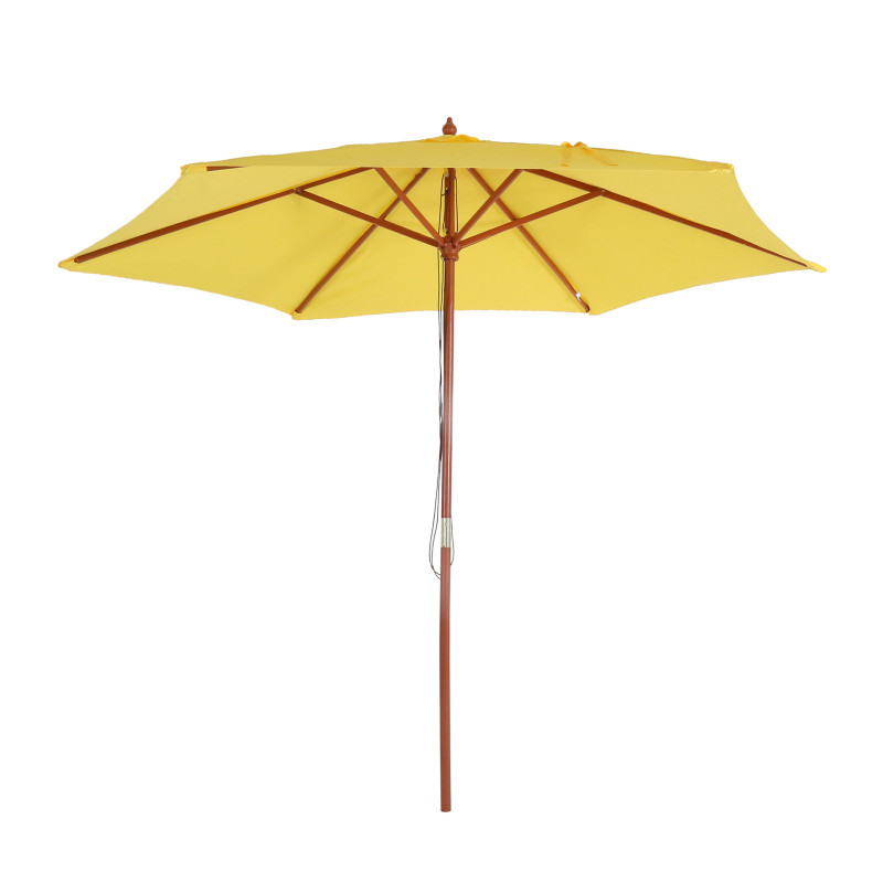 Parasol Florida, parasol de jardin parasol de marché, Ø 3m polyester/bois - jaune