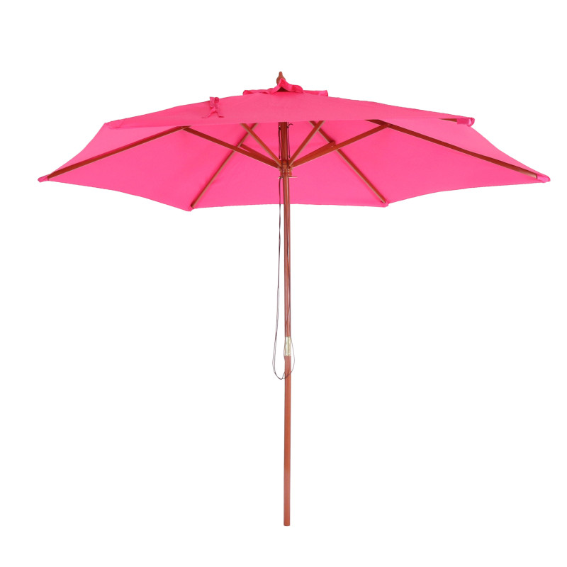 Parasol Florida, parasol de jardin parasol de marché, Ø 3m polyester/bois - rose