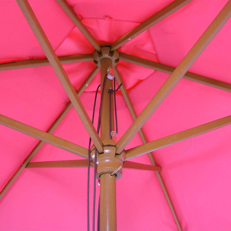 Parasol Florida, parasol de jardin parasol de marché, Ø 3m polyester/bois - rose