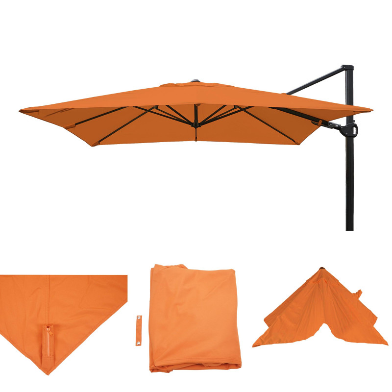 Toile pour parasol hotte de circulation remplacement, 3x3m (Ø4,24m) polyester 2,8kg - terre cuite