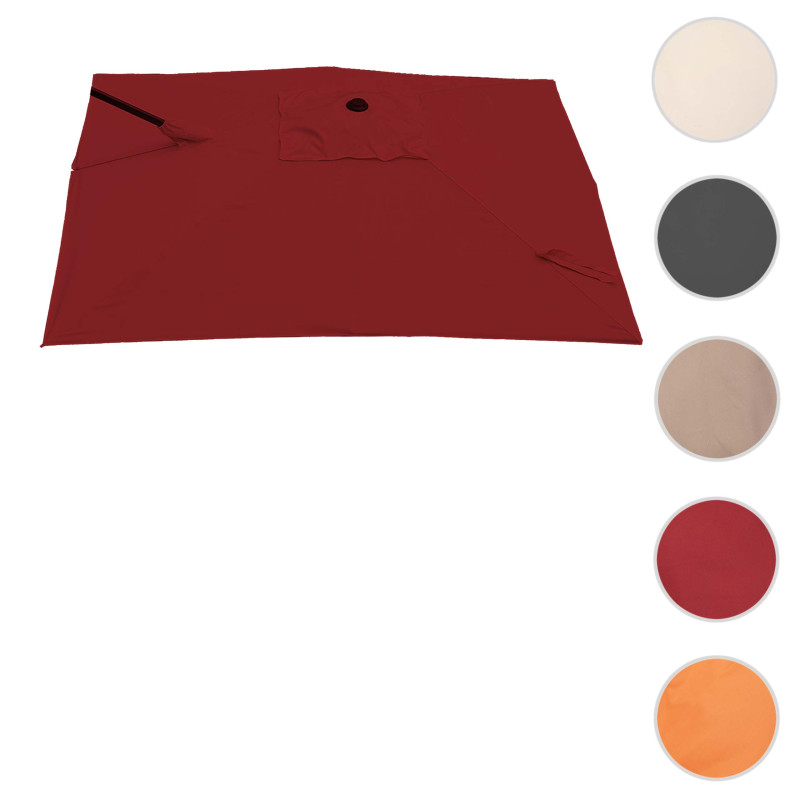 Toile pour parasol hotte de circulation remplacement, 3x3m (Ø4,24m) polyester 2,8kg - bordeaux