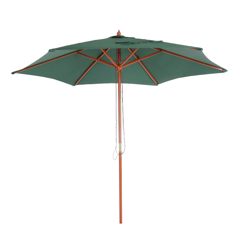 Parasol Florida, parasol de jardin parasol de marché, Ø 3m polyester/bois - vert olive