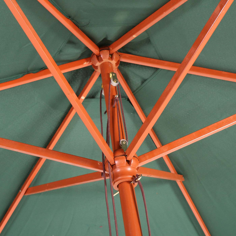 Parasol Florida, parasol de jardin parasol de marché, Ø 3m polyester/bois - vert olive