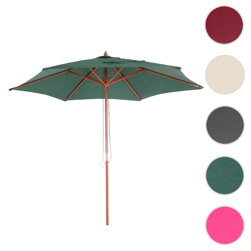 Parasol Florida, parasol de jardin parasol de marché, Ø 3m polyester/bois - vert olive