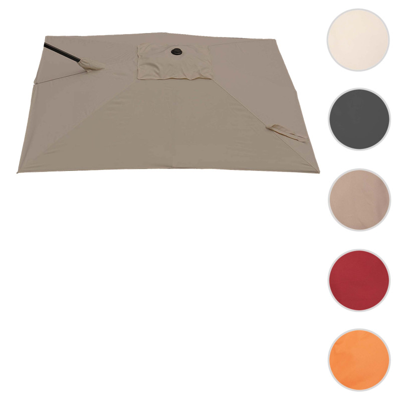 Toile pour parasol toile de remplacement, 3x3m (Ø4,24m) polyester 2,8kg - taupe-brun