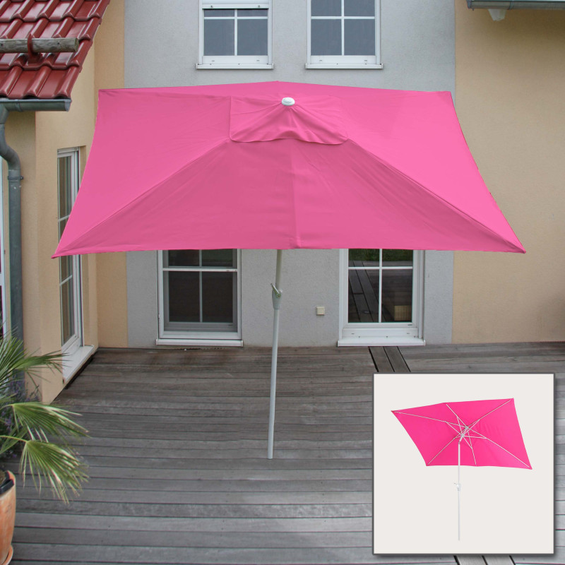 Parasol N23, parasol de jardin, 2x3m rectangulaire inclinable, polyester/aluminium 4,5kg - rose