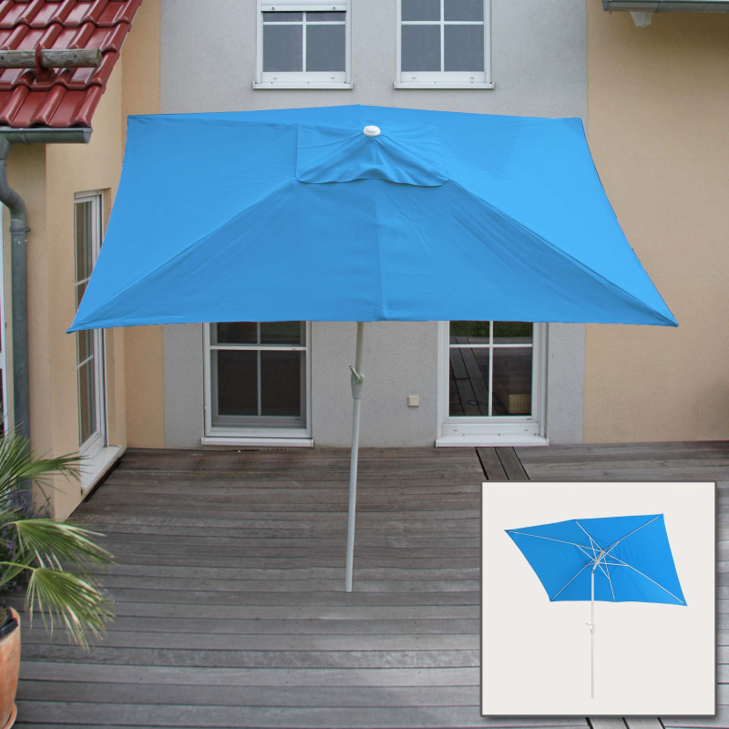 Parasol N23, parasol de jardin, 2x3m rectangulaire inclinable, polyester/aluminium 4,5kg - bleu