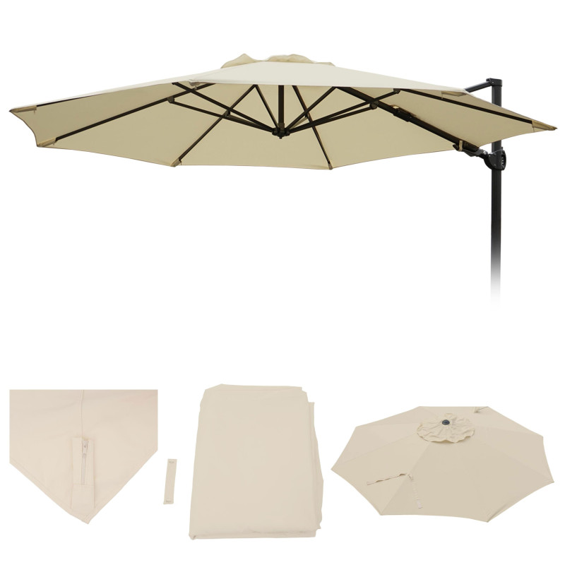 Toile pour parasol hotte de circulation toile de remplacement, Ø 3,5m Polyester 250g/m² - crème