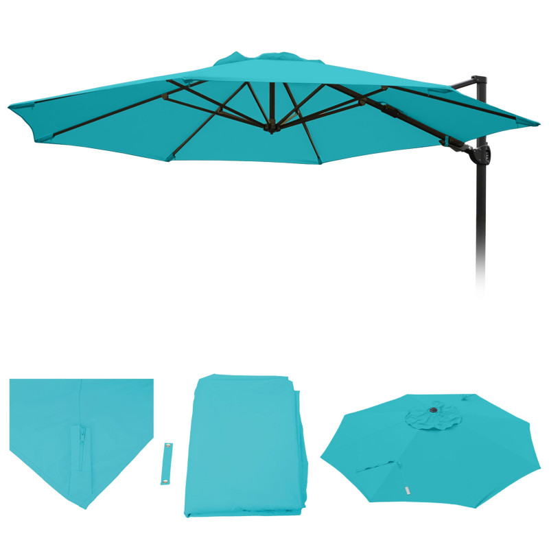 Toile pour parasol hotte de circulation remplacement, Ø 3,5m Polyester 250g/m² - turquoise