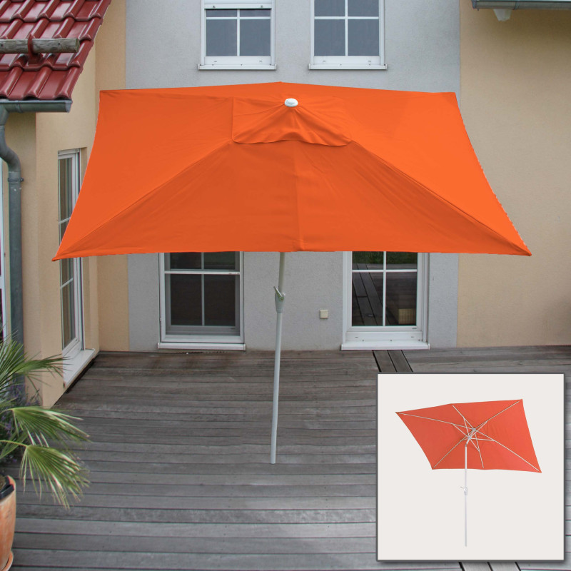 Parasol N23, parasol de jardin, 2x3m rectangulaire inclinable, polyester/aluminium 4,5kg - terracotta